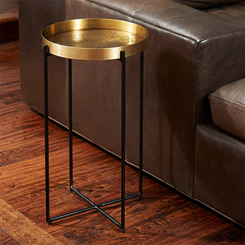 Map Accent Table Antique Brass