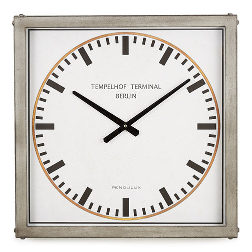 Tempelhof Terminal Clock Grey